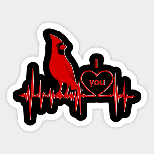 Red Cardinal heartbeat I love you Sticker